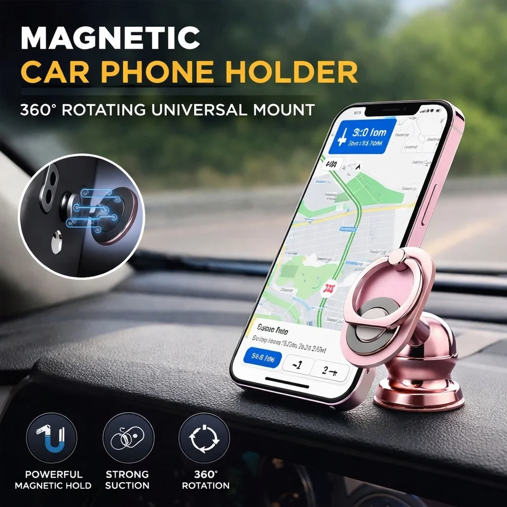 Universal Pink Magnetic Car Phone Mount